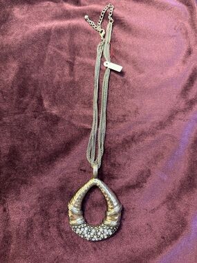 Silver-Tone Teardrop Pendant Necklace - Silver